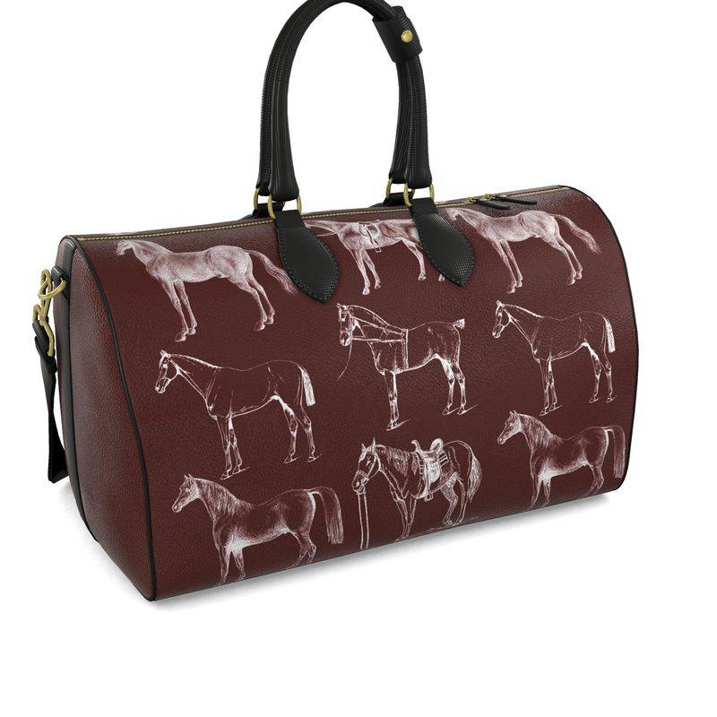 Oxblood Leather Barrel Duffle Bag